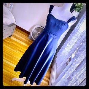 David’s Bridal navy blue midi dress